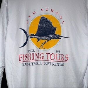 Vapor Elemental Wear Old School Fishing Tours L/S UPF 50 Performance Shirt M NWT